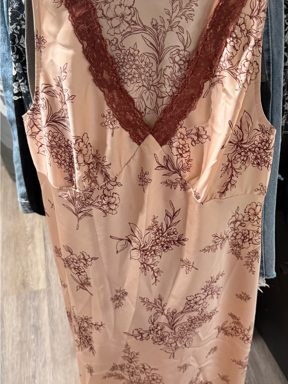 Old Navy Pink Floral Maxi Dress with Lace Trim
